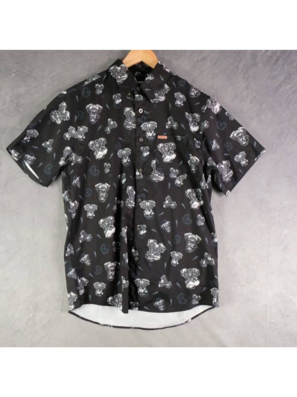 Dixon Shirt Mens M Black White Engine Graphic The Moco Button Up D Lite Biker